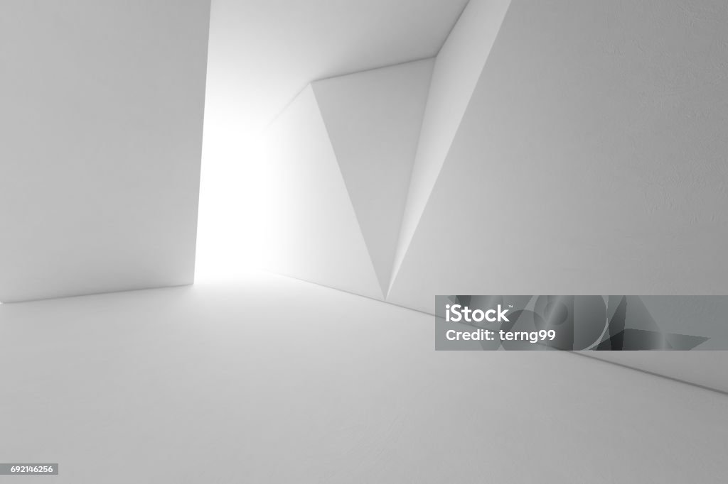 Design d’intérieur abstrait de l’architecture moderne avec sol vide et fond de mur blanc - Photo de Pièce - Intérieur de maison libre de droits