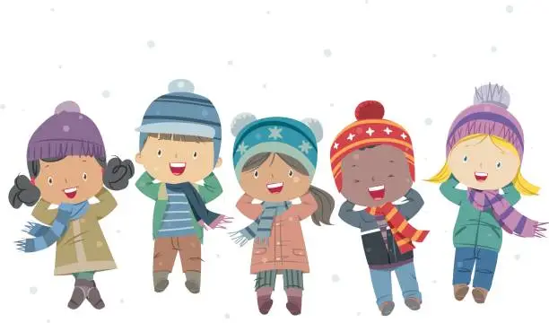 Vector illustration of winter kids