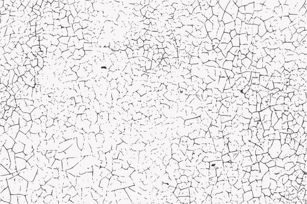 Grunge old weathered cracked overlay texture Grunge overlay texture. Vector illustration of black and white abstract grunge old weathered cracked background for your design cracked texture stock illustrations