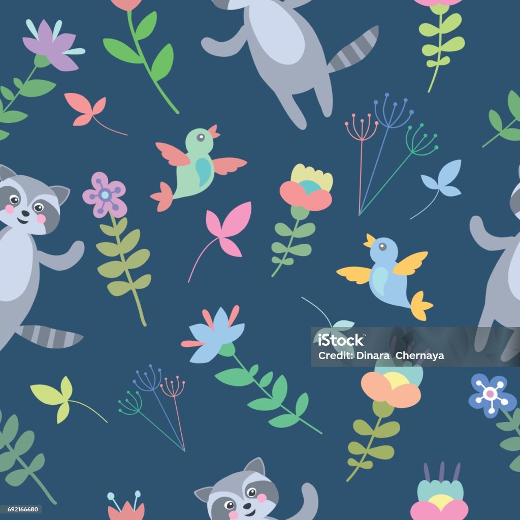 Random Cute Pattern Seamless Cute Beautiful Pattern With Plants And Flowers Stock ...