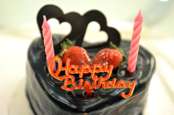 istock Happy Birthday candles on chocolate cake 692172742