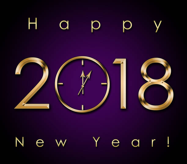2018 с новым годом фон с золотыми часами - 12 18 months стоковые фото и изображения