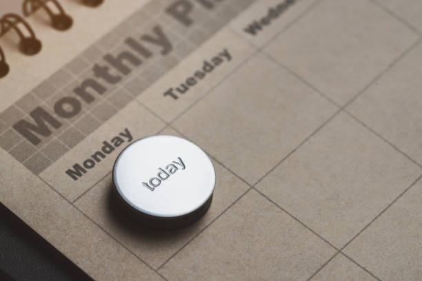 istock Monthly planner on the table, close up 692173316