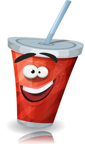 Vector illustration of Cup Of Soda Character With Straw