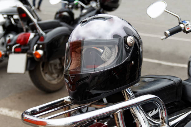 istock Moto helmet on motorcycle 692189560