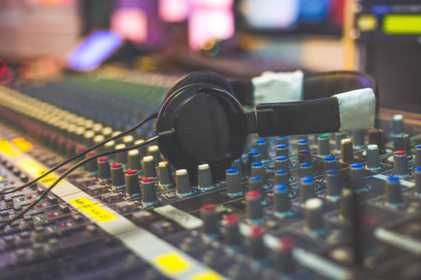 istock Headphones with sound-mixer Studio 692195516