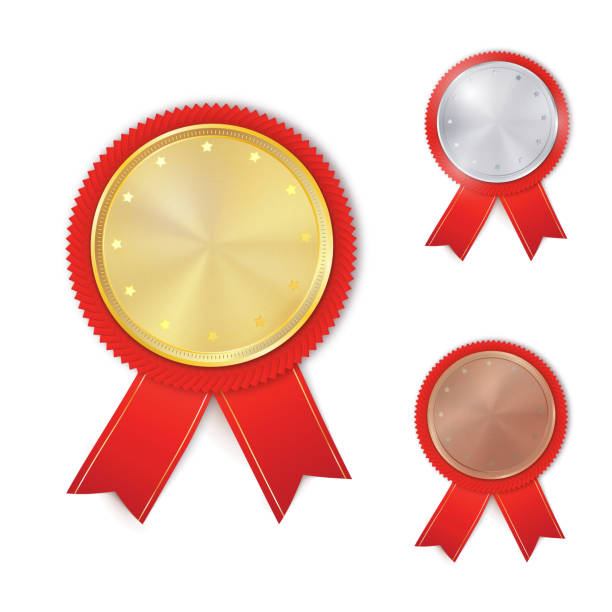 istock Set of gold, silver and bronze award medals 692196216