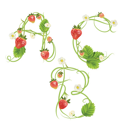 Berry Lettering Letter A Strawberry Font Red Berry Lettering Alphabet Fruits Abc Stock ...