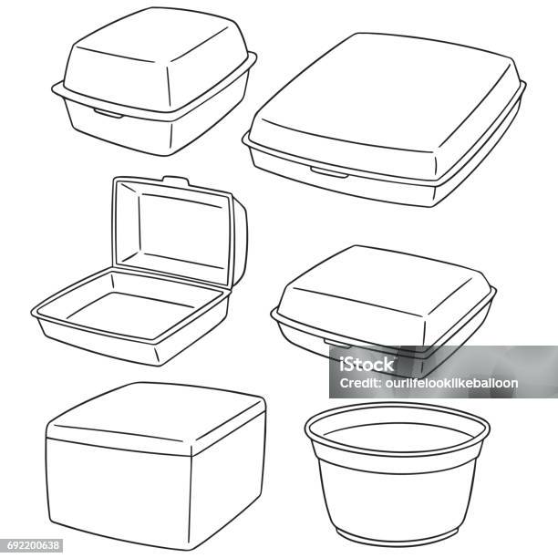 Foam Container Stock Illustration - Download Image Now - Take Out Food, Container, Box - Container