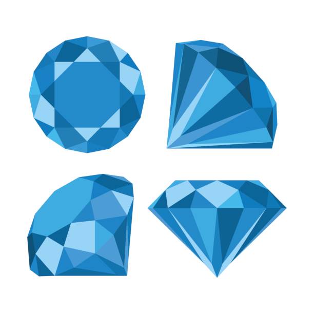 ilustraciones, imágenes clip art, dibujos animados e iconos de stock de icono de diamante plano - brillante ilustraciones