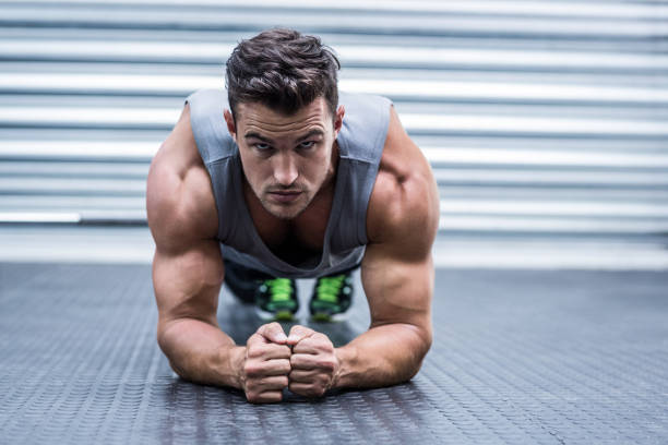 istock A muscular man on plank position 692217310
