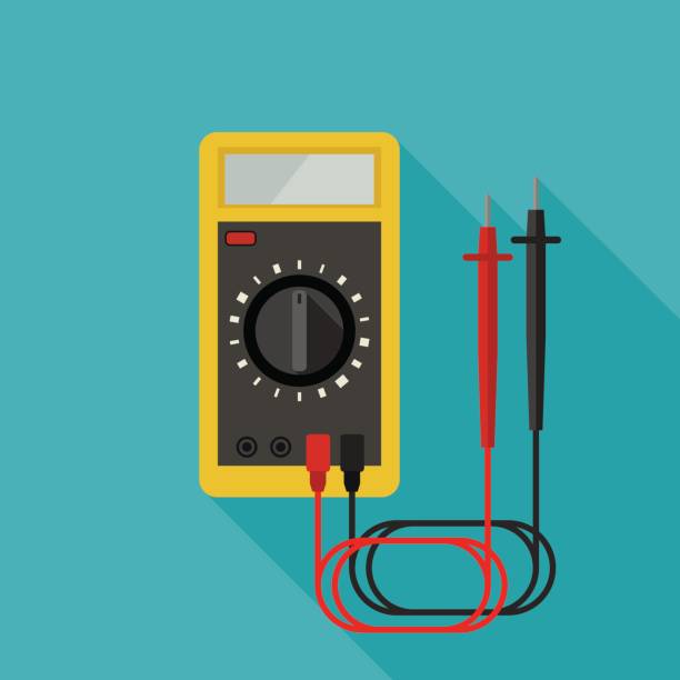 Multimeter flat icon Multimeter flat icon with long shadow. Vector banner of Electrical diagnostics. multimeter stock illustrations