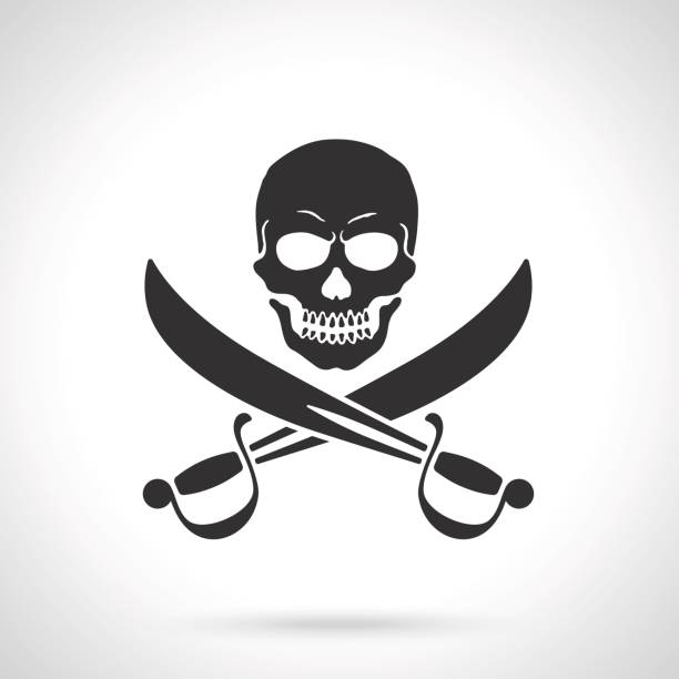 illustrations, cliparts, dessins animés et icônes de silhouette jolly roger avec sabres croisés - pattern evil template continue