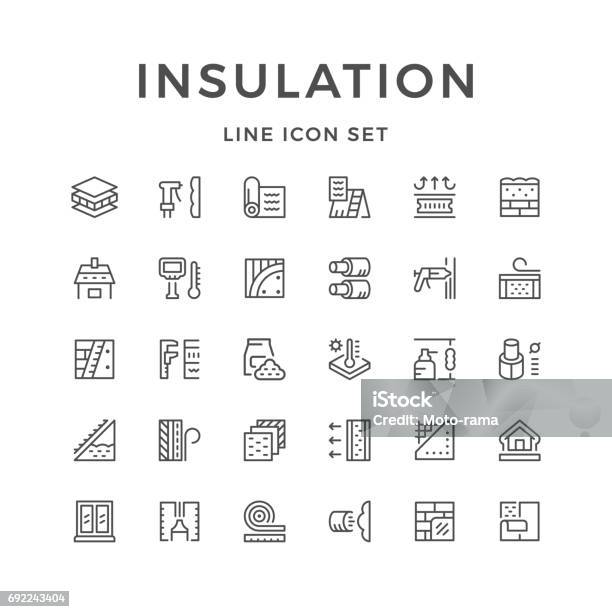 Set Line Icons Of Insulation Stock Illustration - Download Image Now - Insulation, Icon Symbol, Symbol