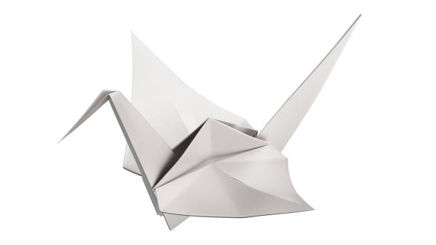 istock 3D illustration silver origami bird 692251006