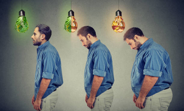 istock Young fat man becoming slim guy 692253622