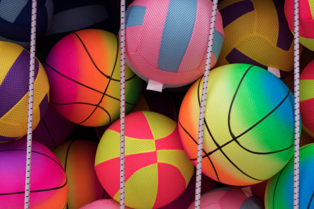 istock Purple Yellow And Blue Beach And Pool Balls 692253782