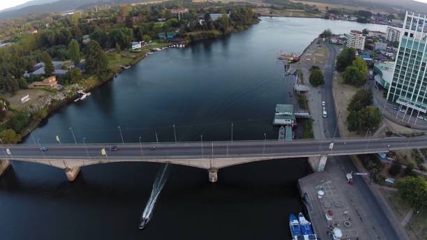 istock Aerial view of a river and bridge in Chile 692257344