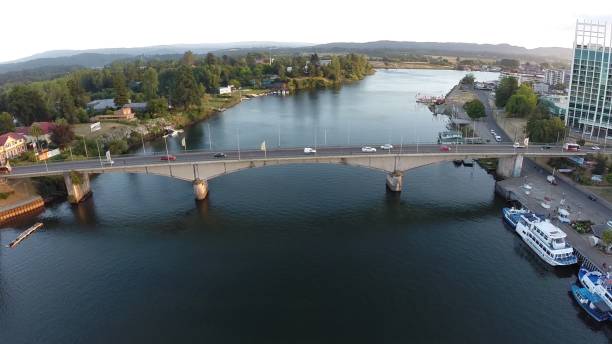 istock Aerial view of a river and bridge in Chile 692257374