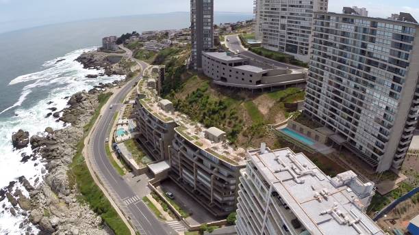 istock Landscape, rocky seaside and skyscrapers in Chile 692267328