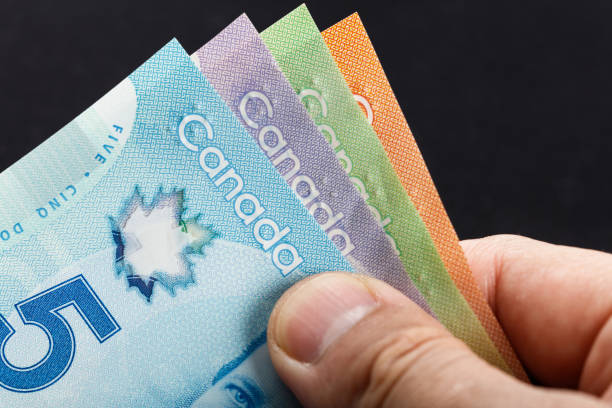 Canadian paper currency stock photo