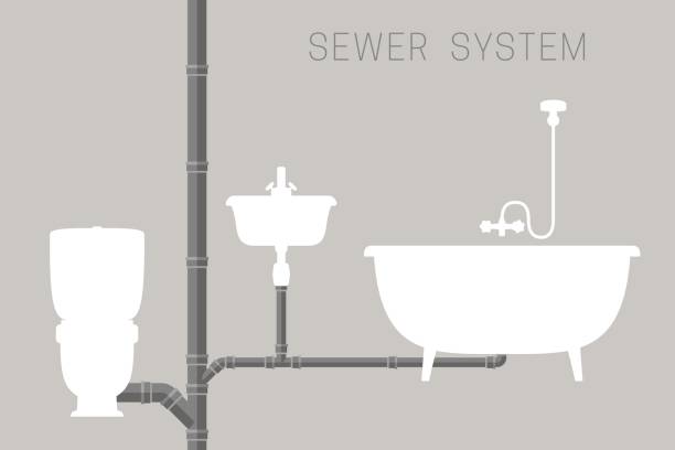 파이프 하 수 시스템 - pipe pvc drain sewer stock illustrations