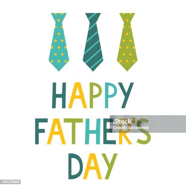 Happy Fathers Day Card With Ties Stock Illustration - Download Image Now - Father's Day, Necktie, Tying