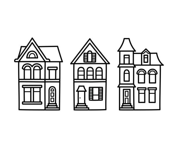 illustrazioni stock, clip art, cartoni animati e icone di tendenza di illustrazione di case vittoriane - san francisco county san francisco bay area house painted ladies