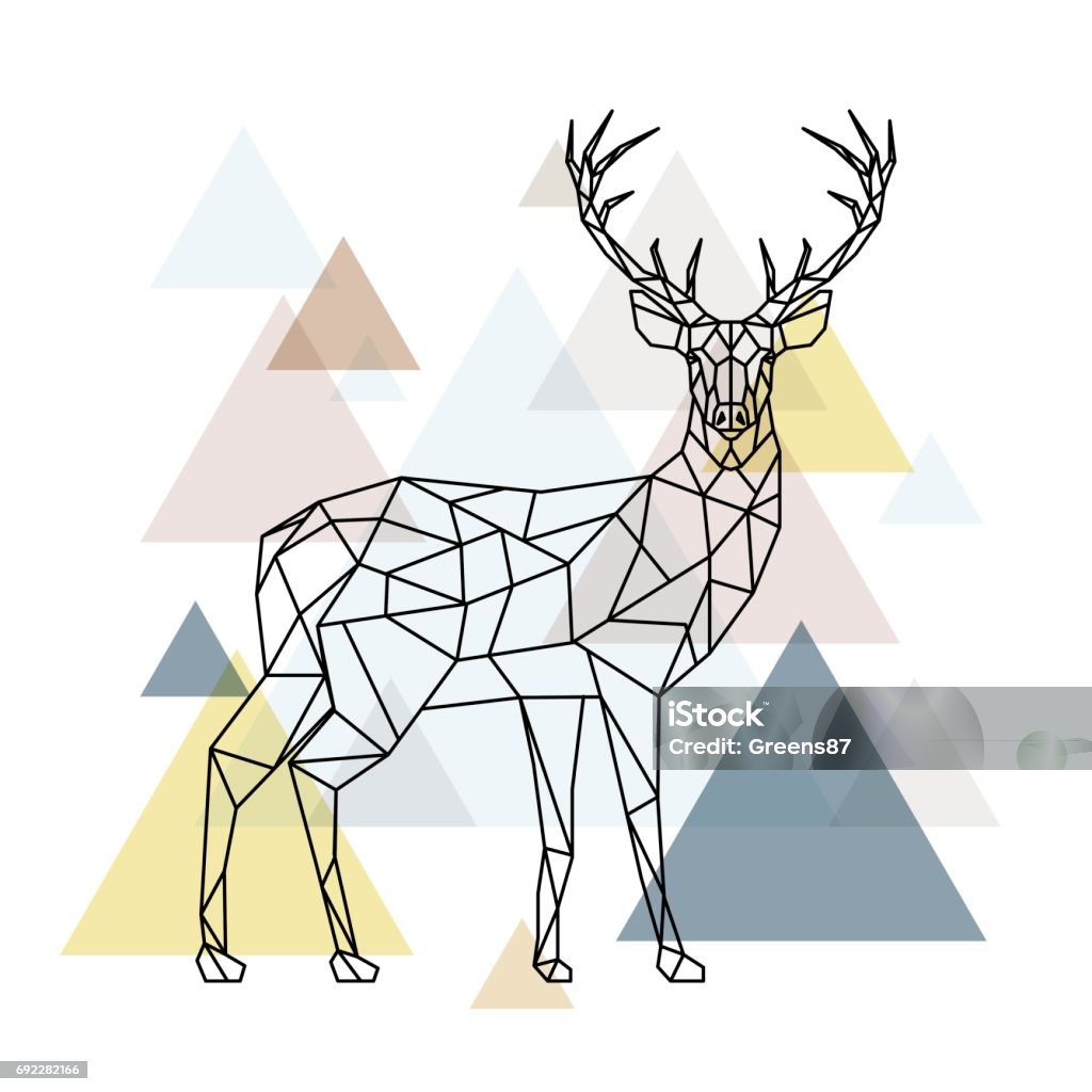 Abstract polygonal deer. Geometric hipster illustration. Reindeer with side view. Scandinavian style. Vector illustration. Deer stock vector