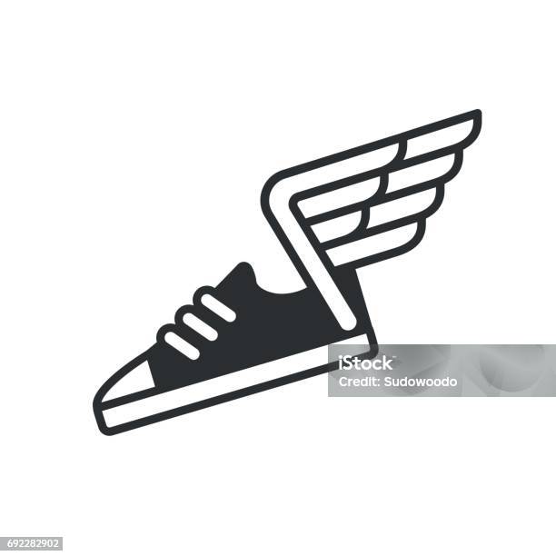 Sneaker With Wings Icon Stock Illustration - Download Image Now - Animal Wing, Shoe, Sports Shoe