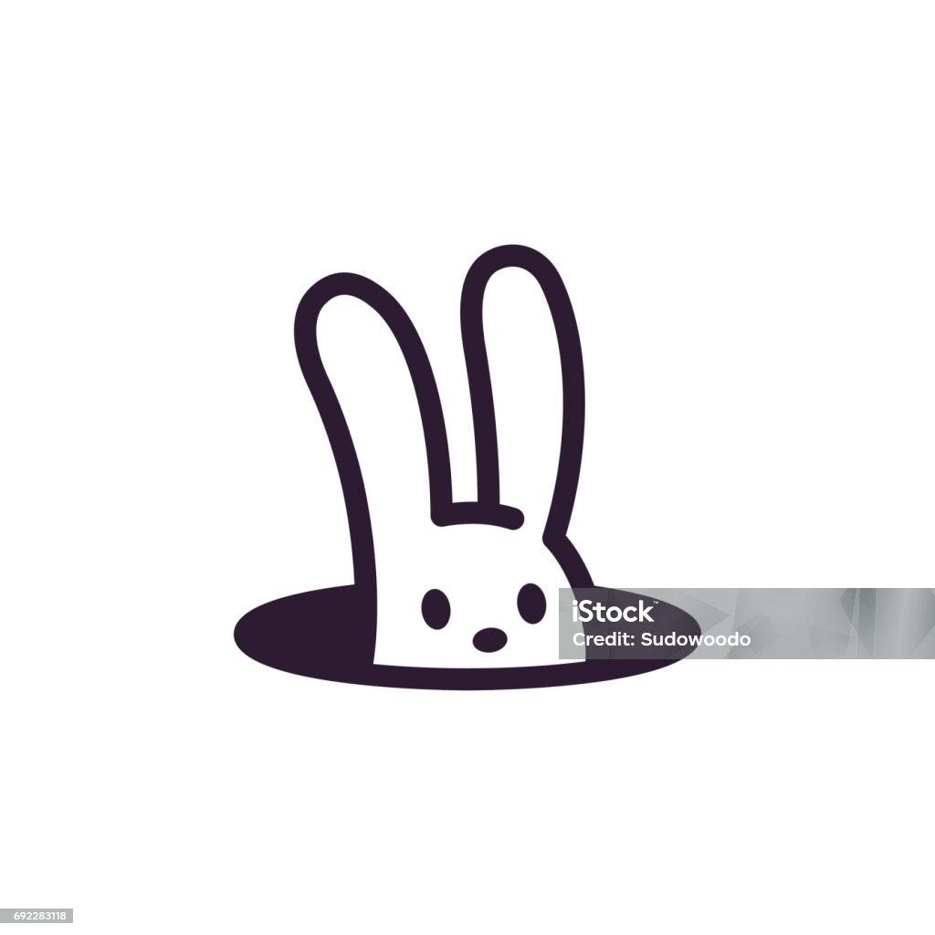 Lapin dans le trou - clipart vectoriel de Lapin - Animal libre de droits