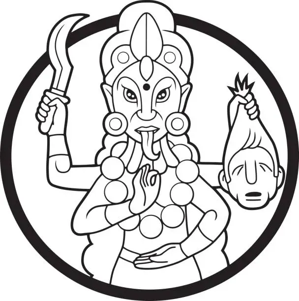 Vector illustration of goddess Kali illustration of black color