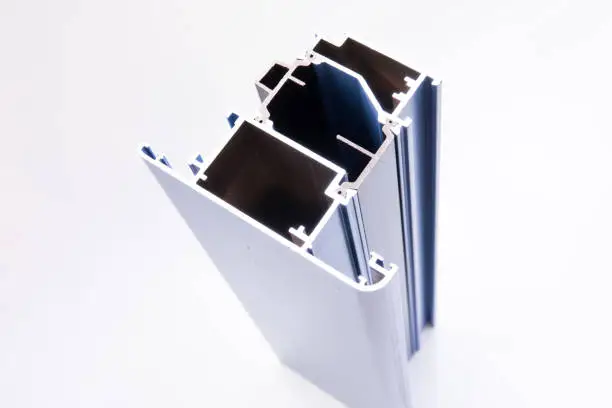 aluminium protruded profile for windows and doors manufacturing .selective focus