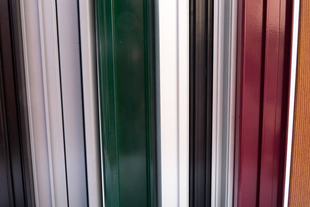 aluminium protruded profile for windows and doors manufacturing .selective focus