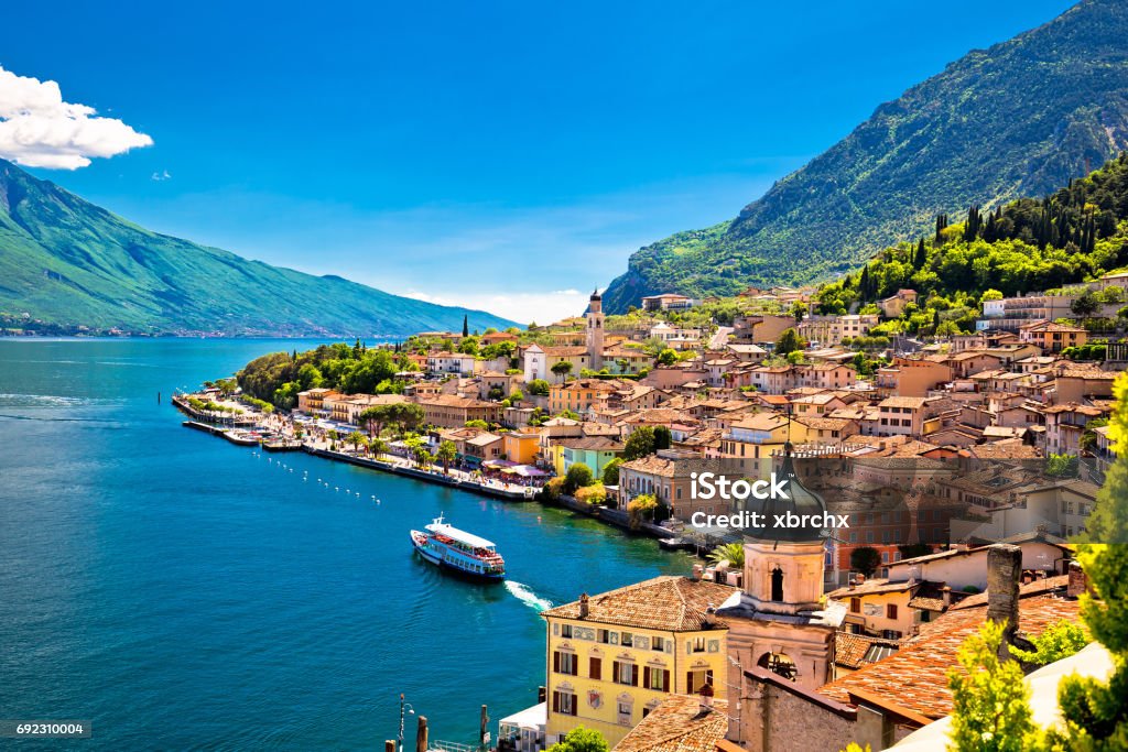 Limone sul Garda waterfront view, Lombardy region of Italy Lake Garda Stock Photo