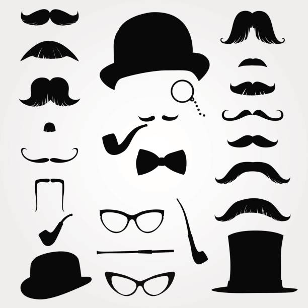 Mustaches and other retro accessories Mustaches and other retro accessories bowler hat stock illustrations