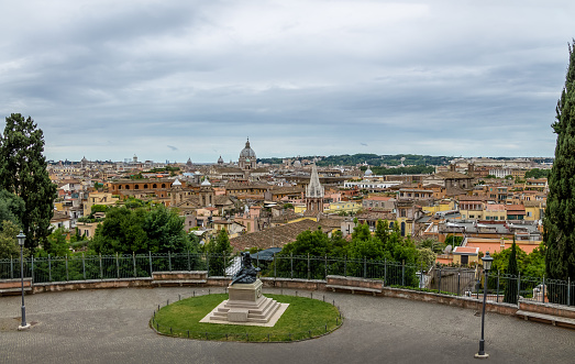 Rome aerial cityscape view from Pincio Hill - Rome, Italy