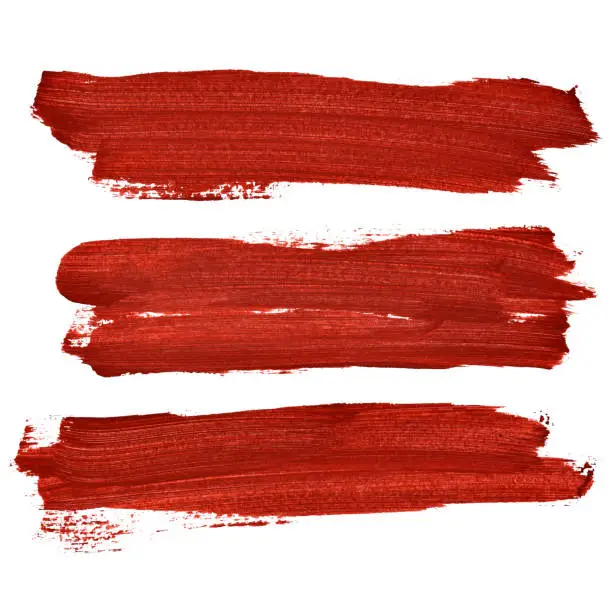 Red brush strokes isolated on the white background. Raster illustration