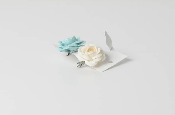 High key photo of fabric flower hair clips