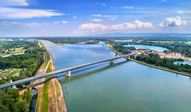 Pierre Pflimlin motorway bridge over the Rhine connecting France and Germany