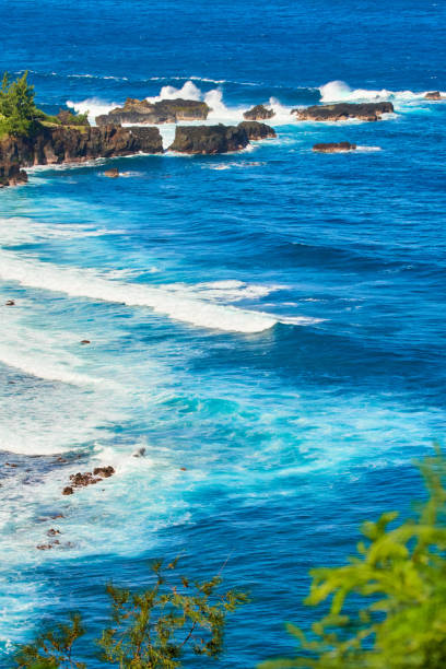 Grand Cap and giant Waves intense blue waters on Indian Ocean - Reunion Island