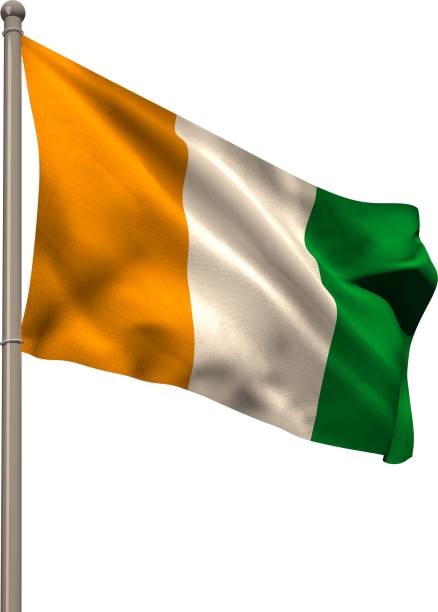 istock Ivory coast national flag on flagpole 692354368
