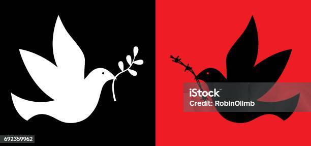 Peace And War Doves Stock Illustration - Download Image Now - Symbols Of Peace, Dove - Bird, War