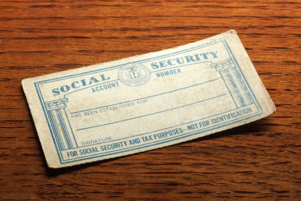 istock Blank Social Security Card On Wood Desk 692362334