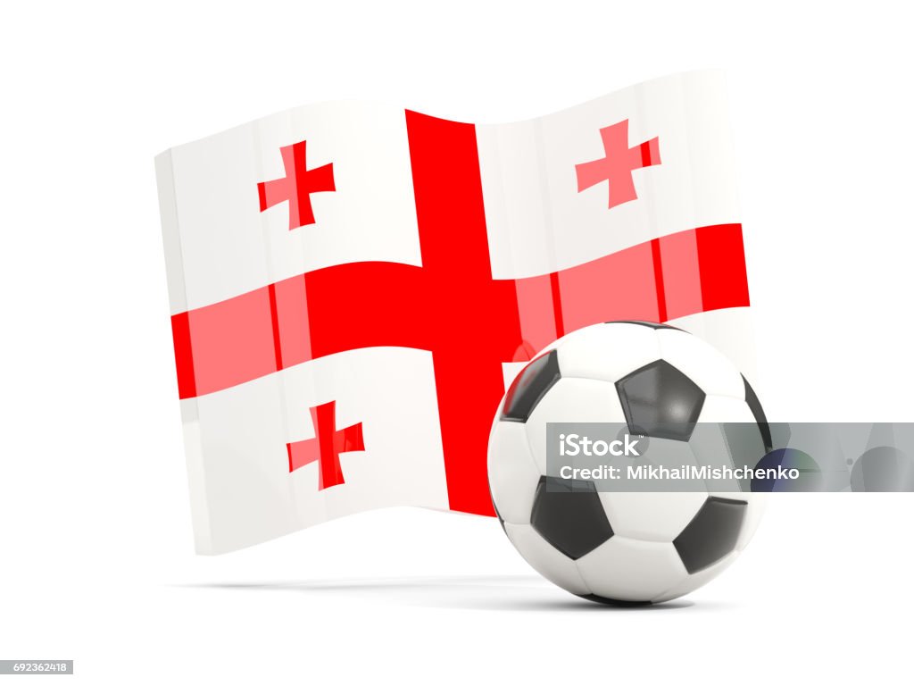 Fútbol con bandera de georgia aislado en blanco - Foto de stock de Bandera libre de derechos