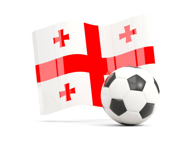 fútbol con bandera de georgia aislado en blanco - georgia football fotografías e imágenes de stock