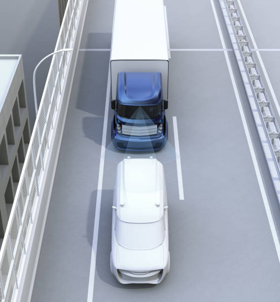 istock Automatic braking system concept for commercial truck 692365870