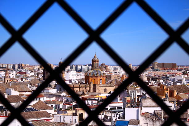Look down Seville city view at the observatory