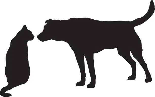 Vector illustration of Cat And Dog Nose To Nose