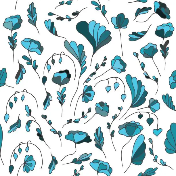 Vector illustration of Blue flowers